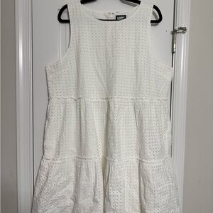 Lands' End Sleeveless White Eyelet Dress
